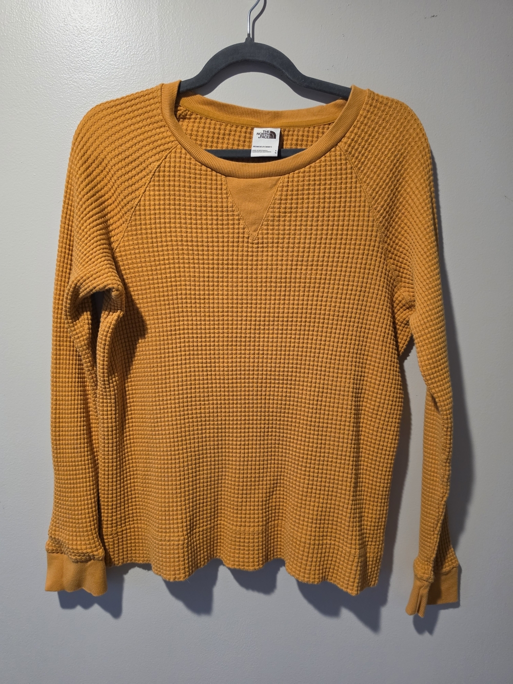 The North Face Mustard Waffle-Knit Crew Pullover